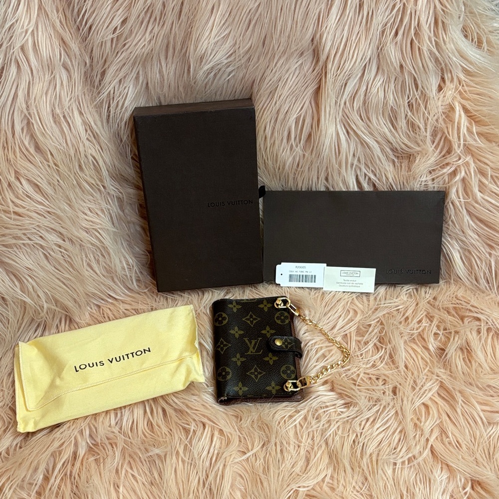 Louis Vuitton Monogram Mini Agenda PM with Gold toned chain